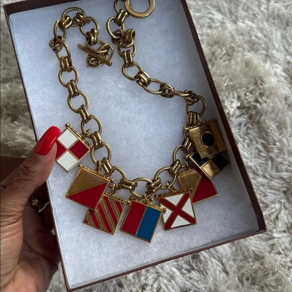 C. Wonder Vintage Nautical Flag Statement Necklace